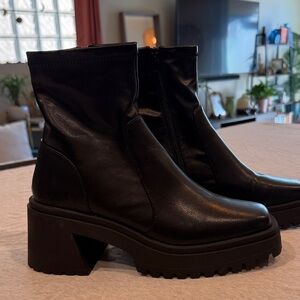 Madden Girl Black Chunky Heel Boots